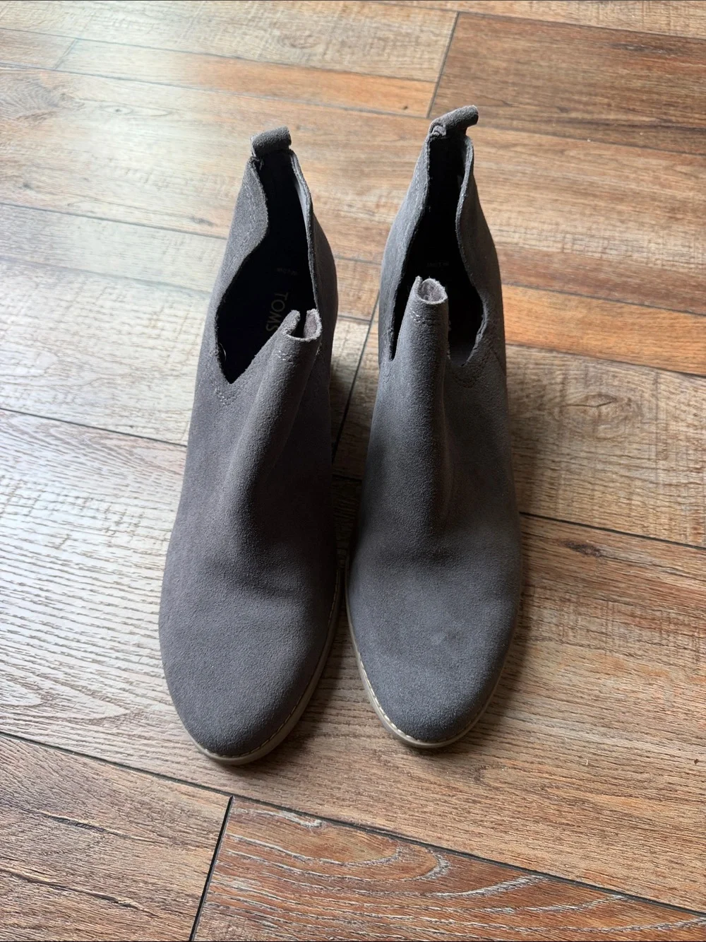TOMS Gray Suede Ankle Booties